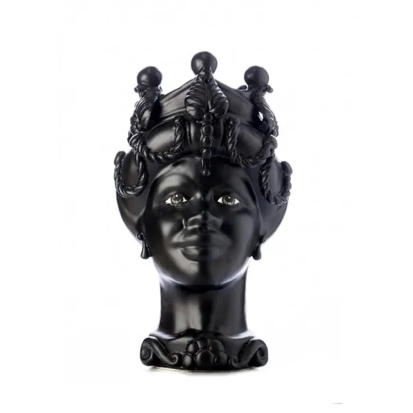 Ceramiche Siciliane di Caltagirone "Testa di Moro" Lady Verus Nero Satinato