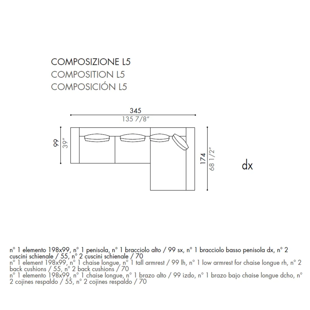 Corner Sofa Désirée Kubic L5