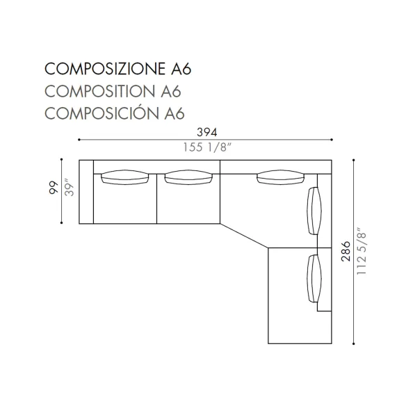 Divano Désirée Von Composizione A6