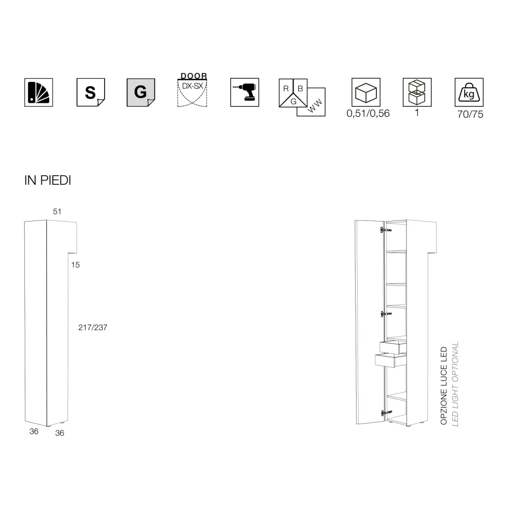 Column container Minottiitalia Formosa in Piedi