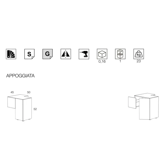 Table de chevet Minottiitalia Formosa Appoggiata