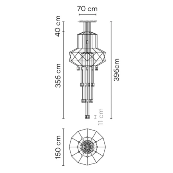 Lampe Suspension Vibia wireflowChandelier 0375