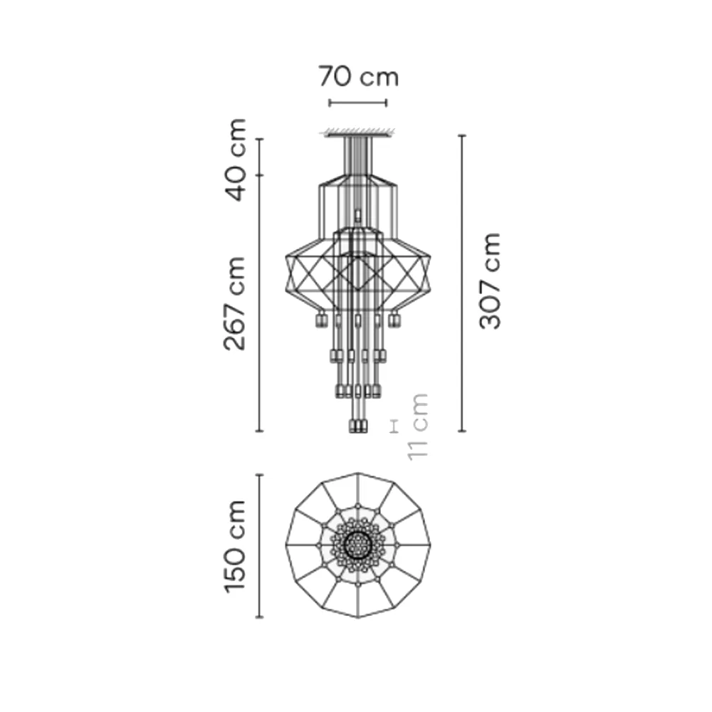 Lampe Suspension Vibia wireflowChandelier 0374