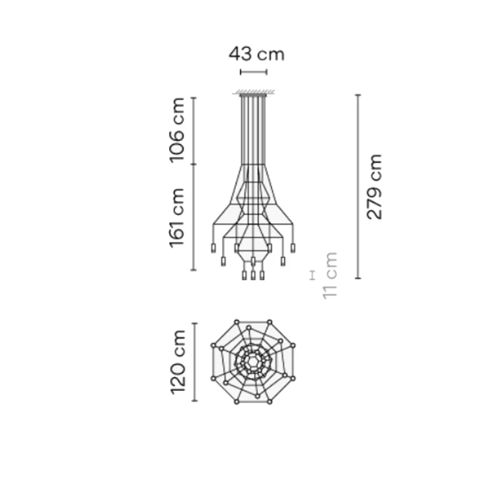 Lampada a Sospensione Vibia wireflowChandelier 0315