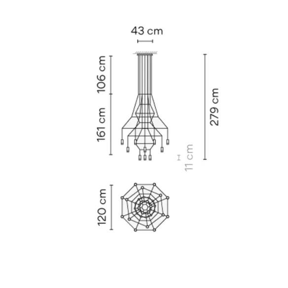 Lampen-Aufhebung Vibia wireflowChandelier 0315