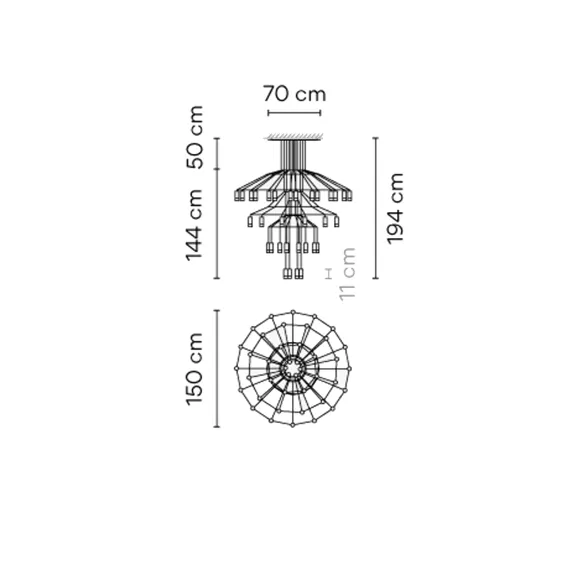 Lampe Suspension Vibia wireflowChandelier 0376