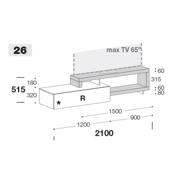 TV stand Sangiacomo Lampo Sp60 26