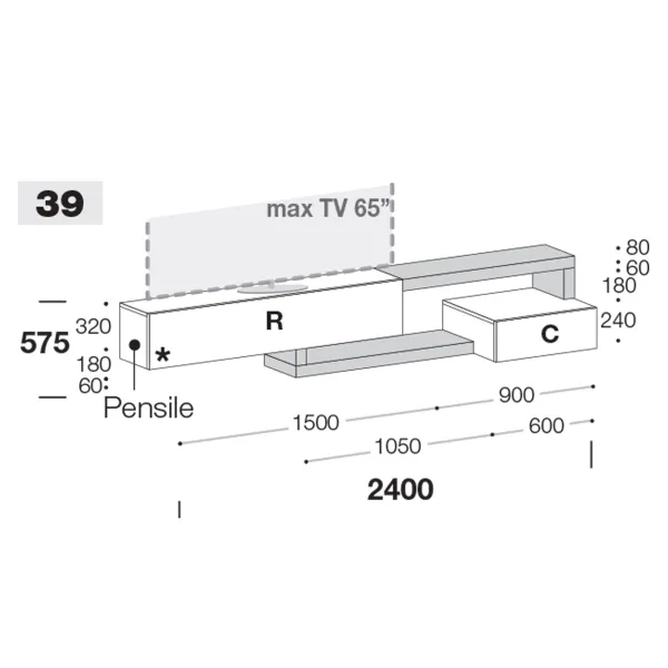 TV stand Sangiacomo Lampo Sp60 39 2
