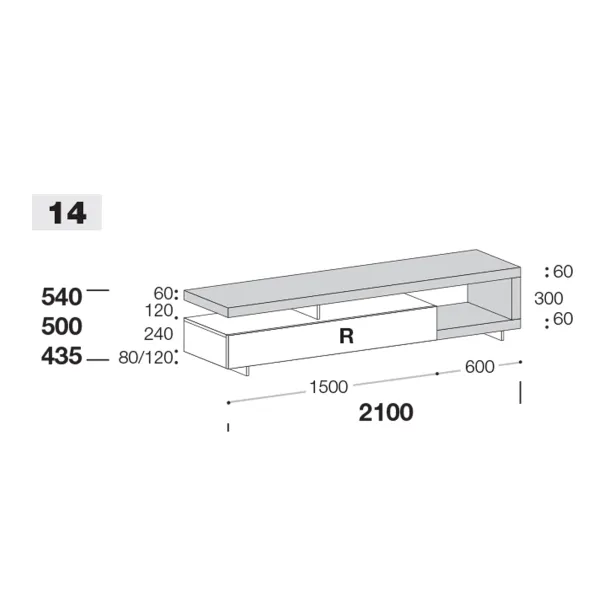 TV stand Sangiacomo Lampo Sp60 14 2