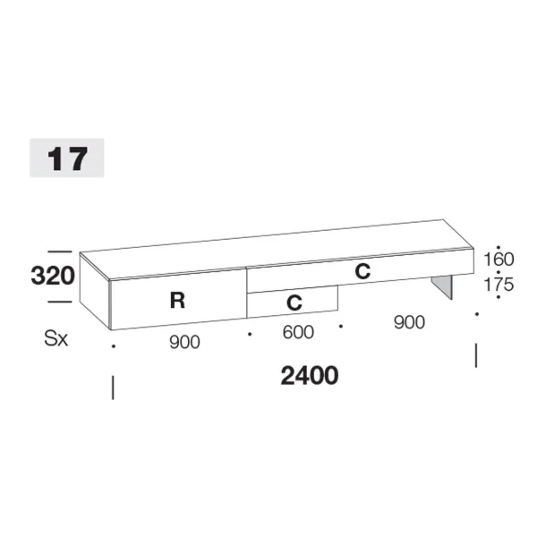 Tv stand Sangiacomo Lampo Basic 17 2