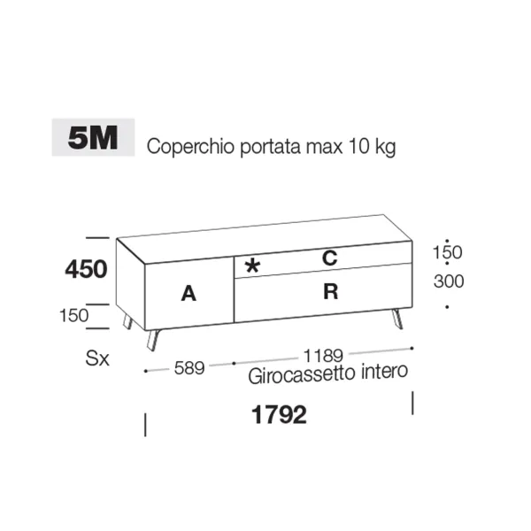 Fernsehtisch Sangiacomo Domino Mono 5M 2
