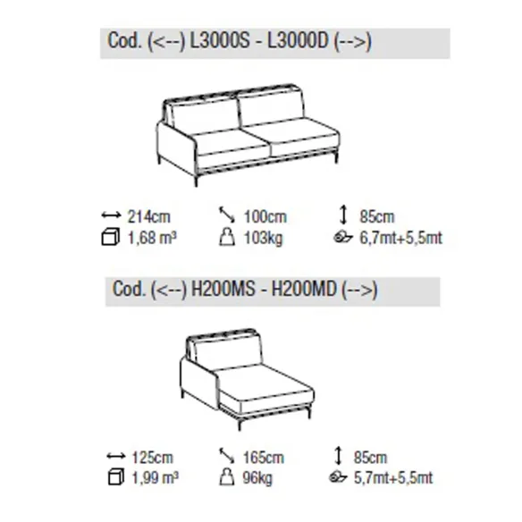 Sofa with Chaise Longue DiTre Italia Krisby