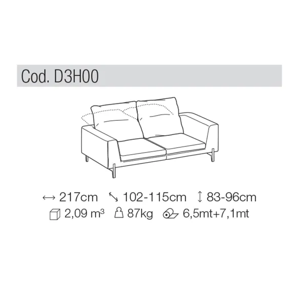 3 Seater Sofa Ditre Italia Kim High