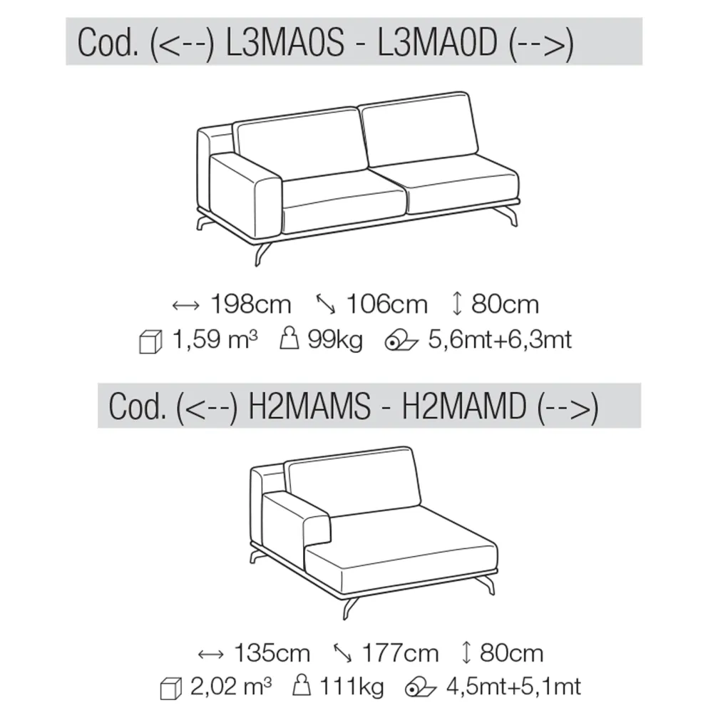 Sofá con Chaise Longue Ditre Italia Dalton