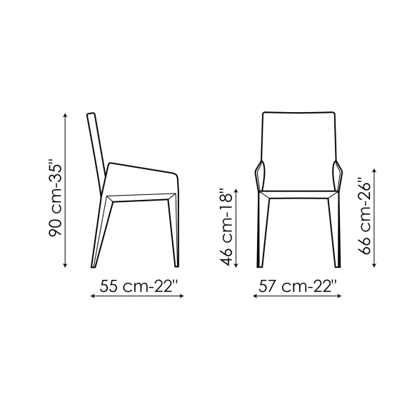 Sedia Bonaldo Miss Filly up  con gambe rivestite
