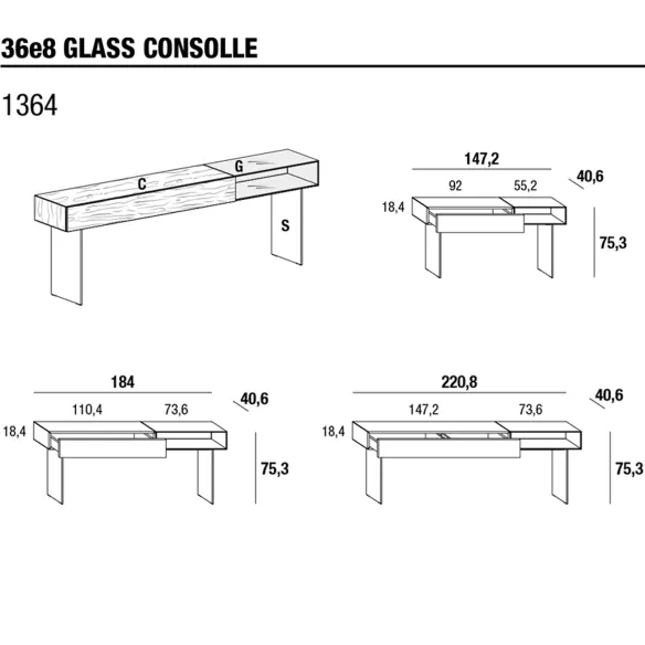Lago Konsole Glass 36e8