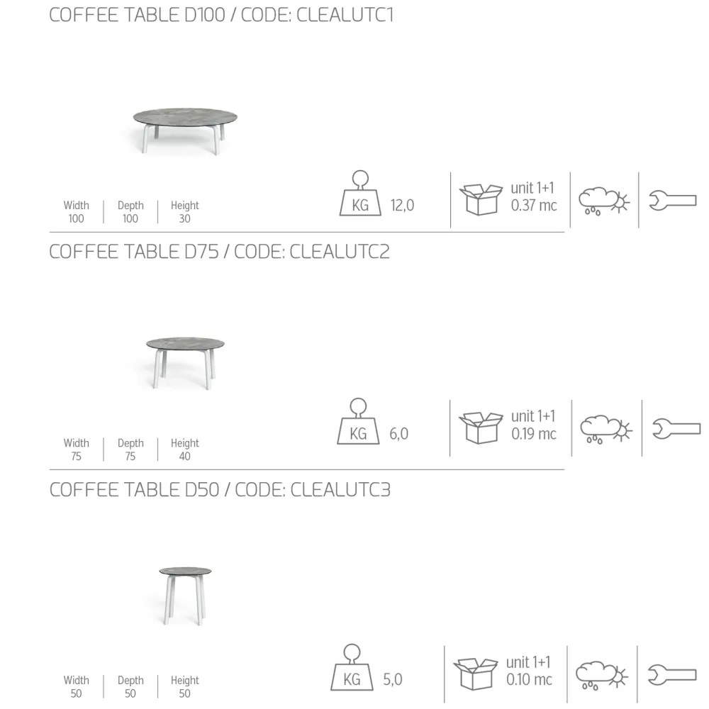 Round coffee table Talenti Cleo Soft Alu