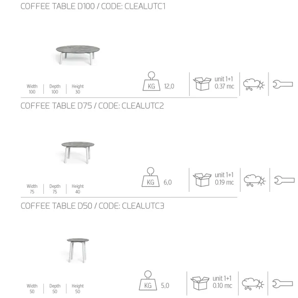Round coffee table Talenti Cleo Soft Alu