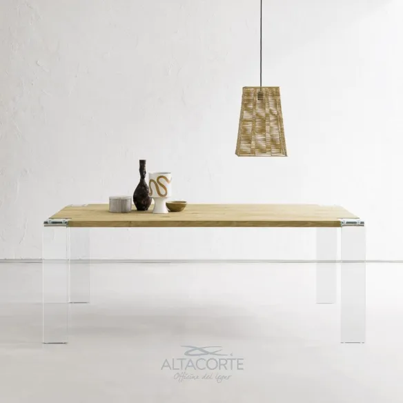Mesa Siviglia Alta Corte con patas de cristal