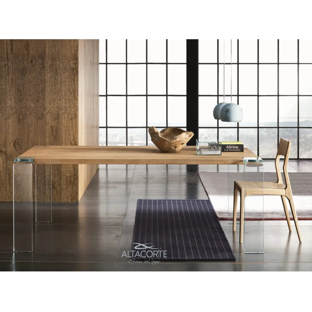 Mesa Siviglia Alta Corte con patas de cristal