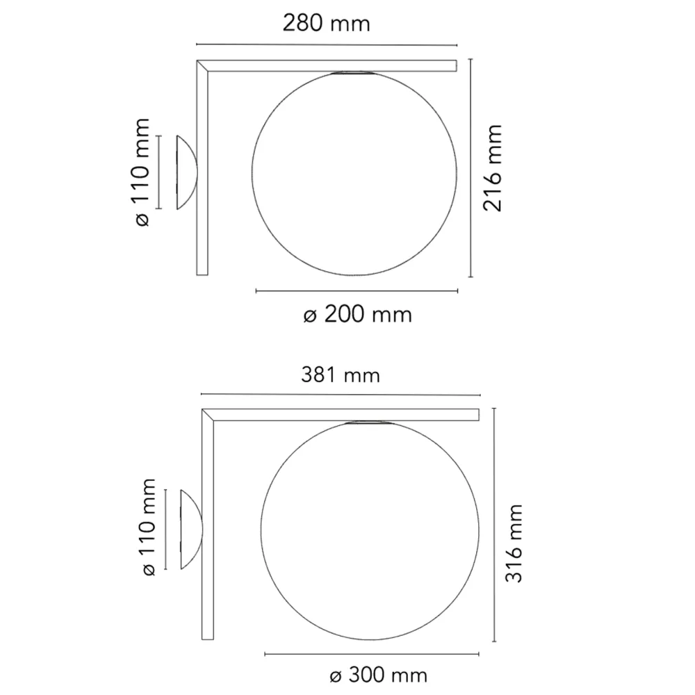 Plafond de la lampe ou le mur Flos IC C/W