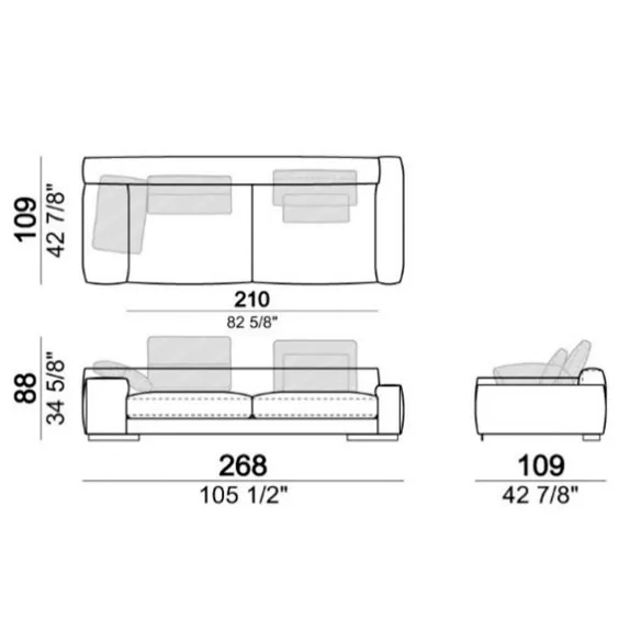 3-Sitzer-Sofa Arketipo Atlas
