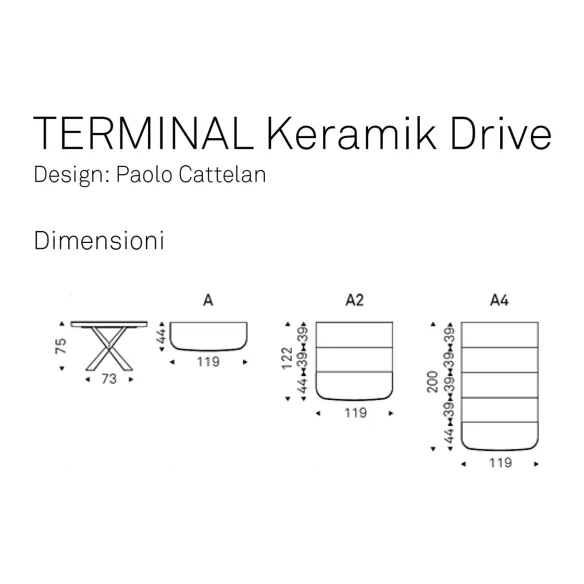Console extensible Cattelan Terminal Keramik Drive