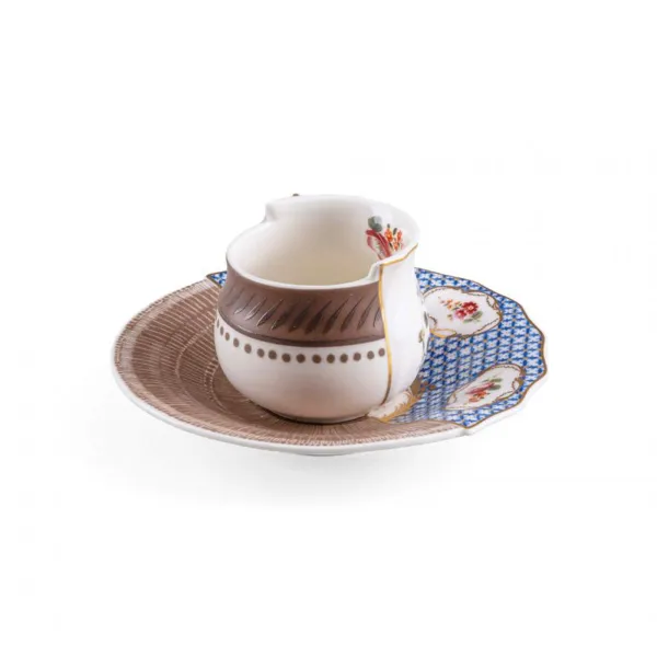 Seletti Tasse à café avec soucoupe en porcelaine Hybrid 2.0-Djenne