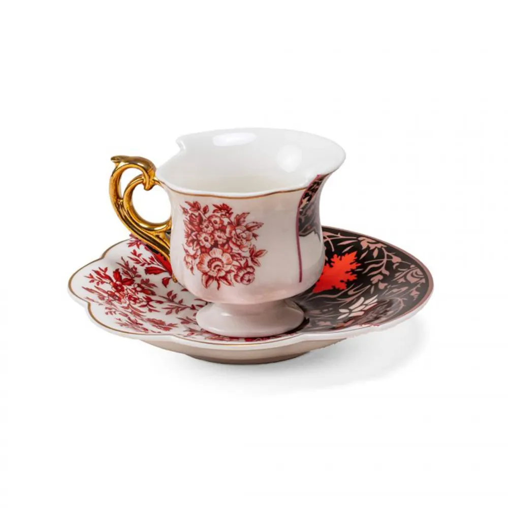 Seletti Kaffeetasse mit Untertasse aus-Porzellan Hybrid-Sagala
