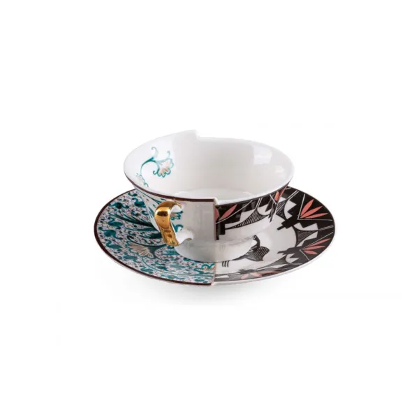 Seletti Taza y platillo de porcelana Hybrid-Aspero