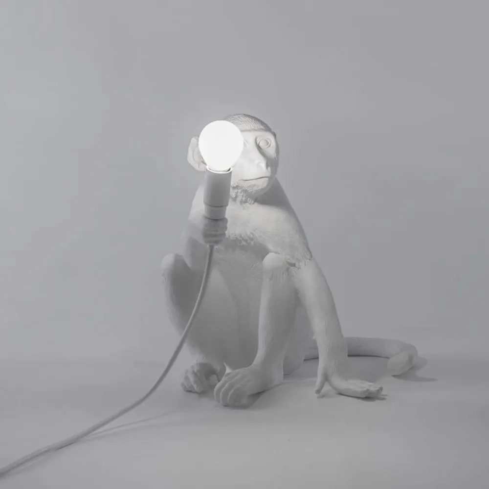 Seletti Lampada in resina Monkey Lamp White