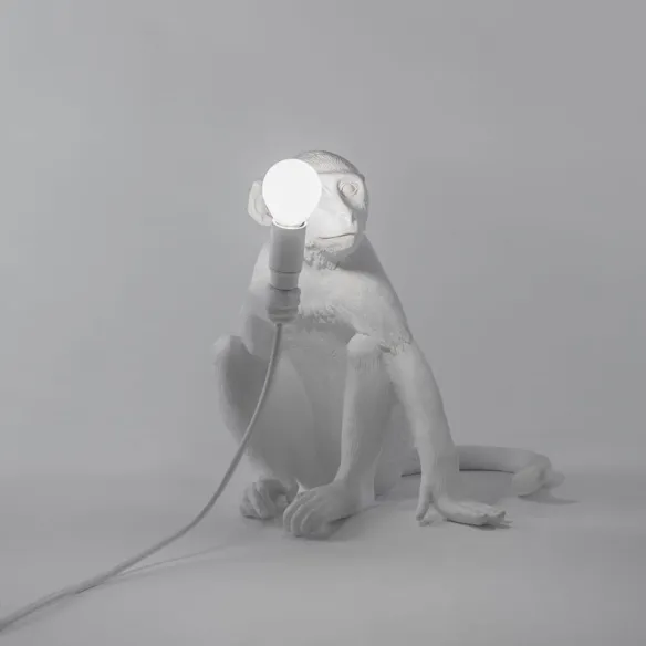 Seletti Lampada in resina Monkey Lamp White