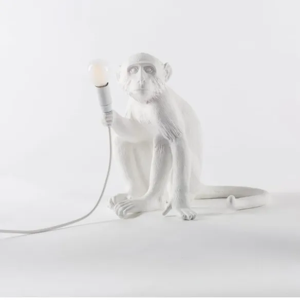 Seletti Lampada in resina Monkey Lamp White