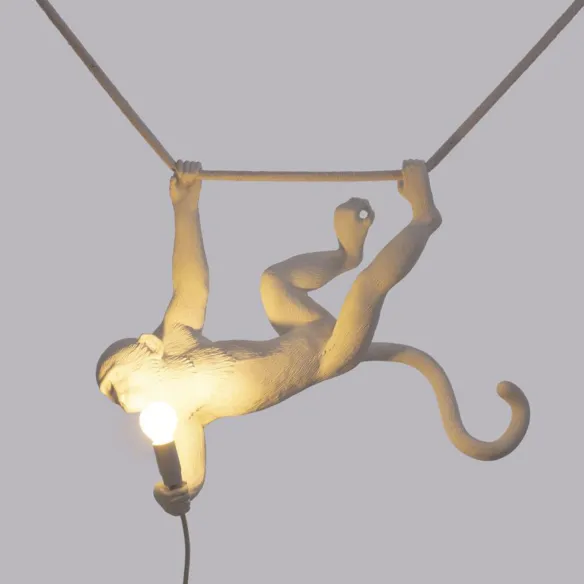 Seletti Lampada in resina Monkey Lamp White