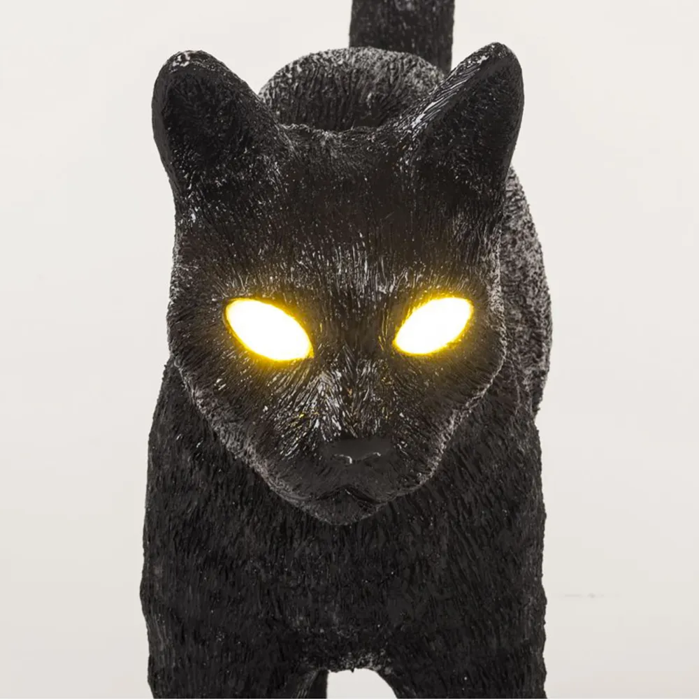 Seletti Lampada in resina Jobby the Cat Black