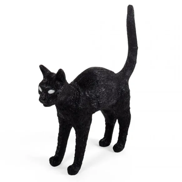 Seletti Lampada in resina Jobby the Cat Black