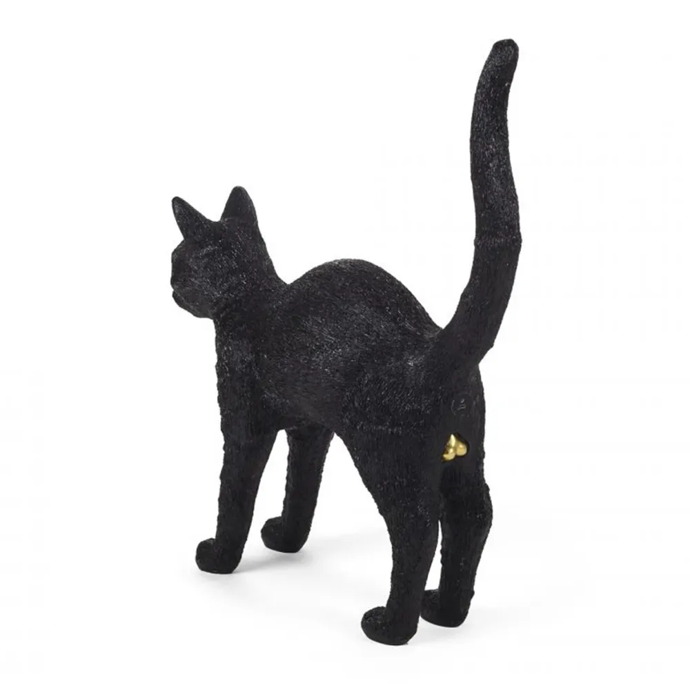 Seletti Lampada in resina Jobby the Cat Black