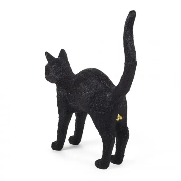 Seletti Lampe aus Harz Jobby the Cat Black