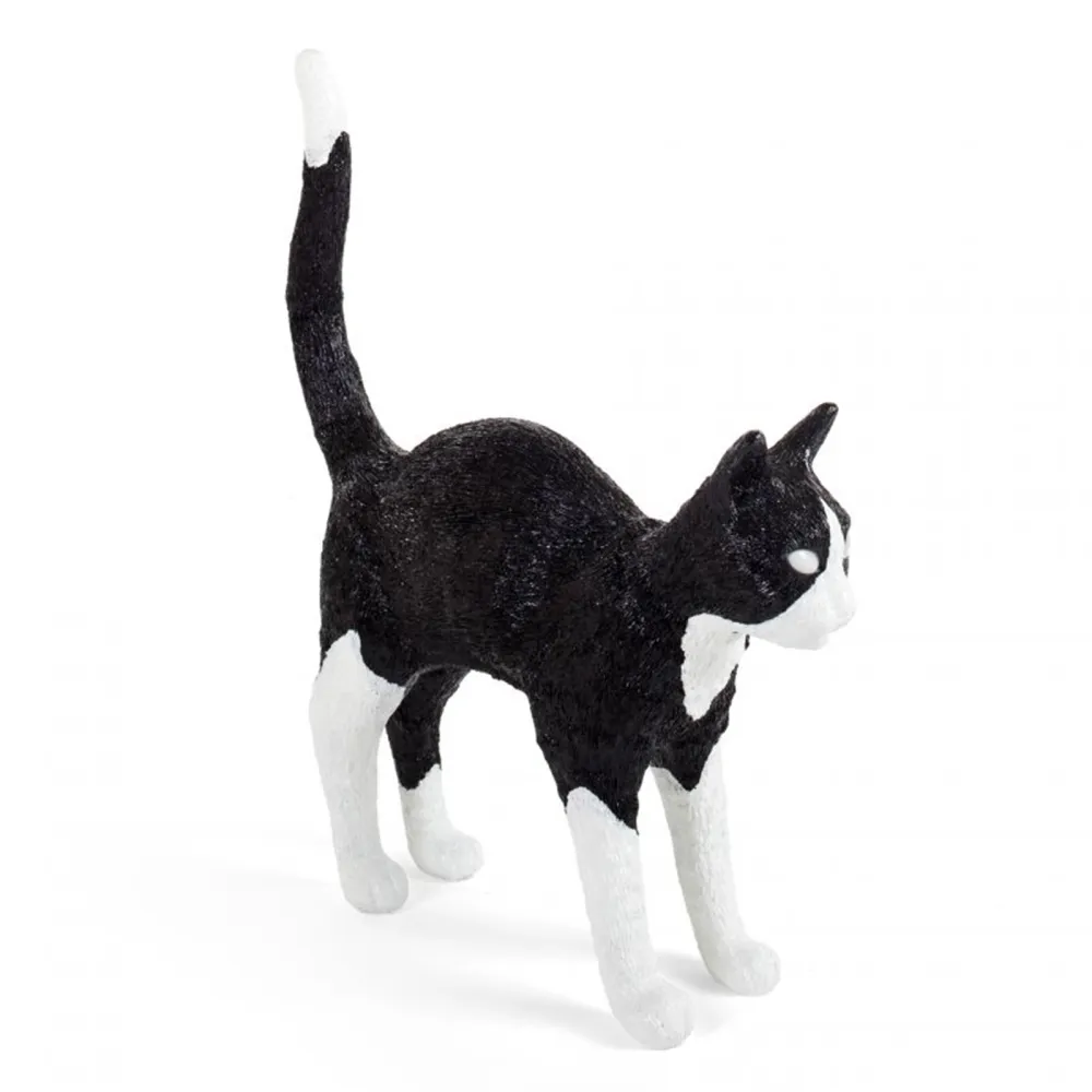 Seletti Harzlampe Jobby the Cat Schwarz / Weiß