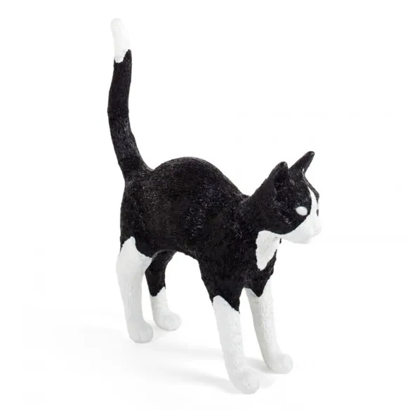 Seletti Harzlampe Jobby the Cat Schwarz / Weiß