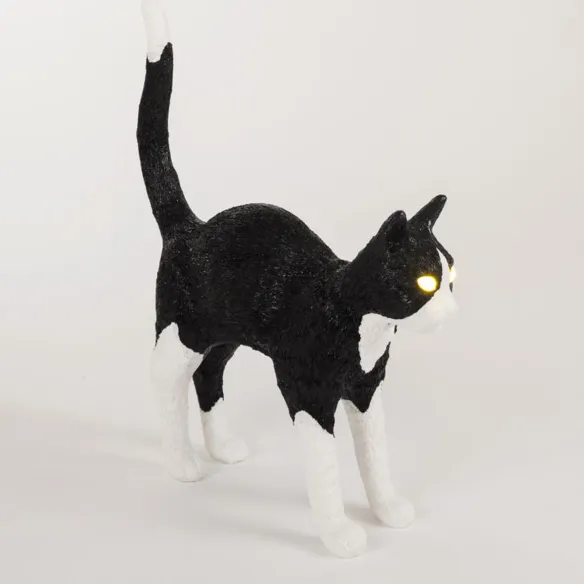 Seletti Lampada in Resina Jobby the Cat Black/White