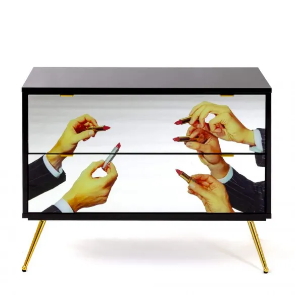 Seletti Commode avec 2 tiroirs Toiletpaper Lipsticks Black
