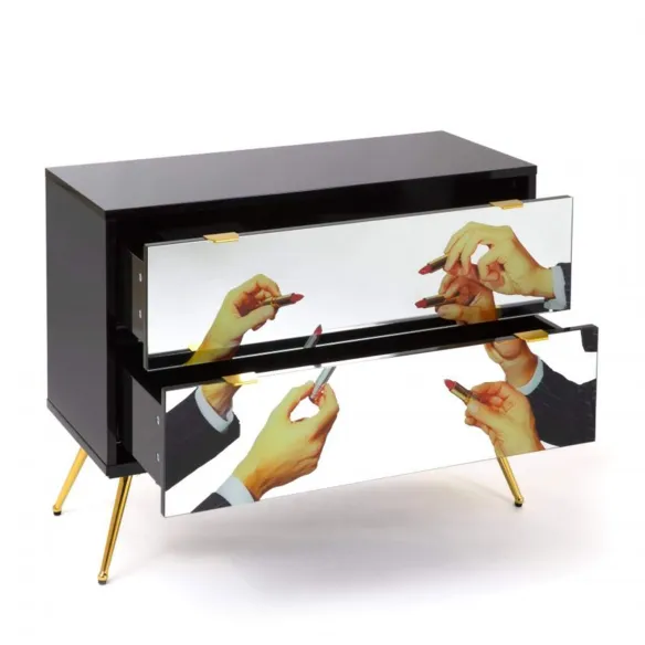 Seletti Cassettiera con 2 cassetti Toiletpaper Lipsticks Black