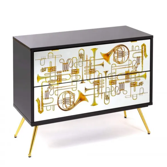 Seletti Kommode mit 3 Schubladen Toiletpaper Trumpets
