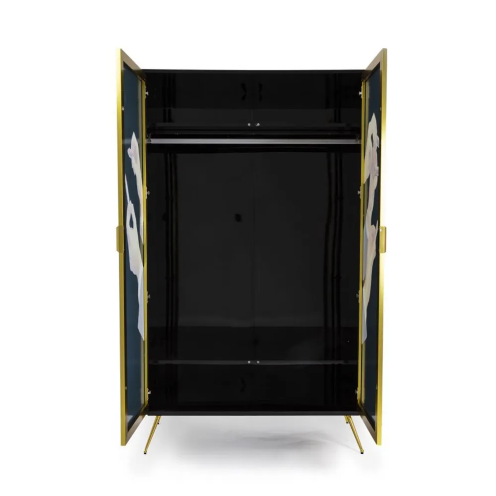 Seletti Wardrobe with mirror doors Toiletpaper Lipsticks Black