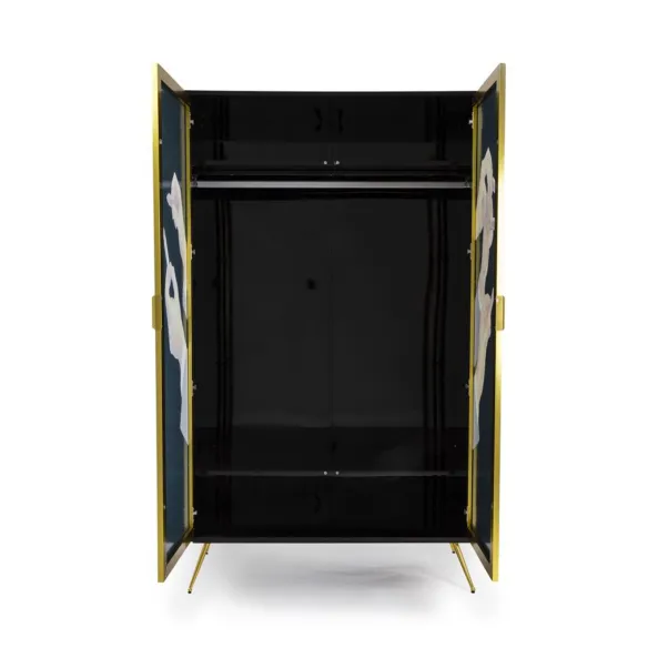 Seletti Armoire avec portes miroir Toiletpaper Lipsticks Black
