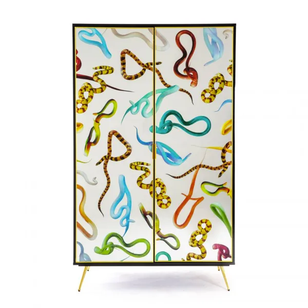 Seletti Kleiderschrank mit Spiegeltüren Toiletpaper Snakes