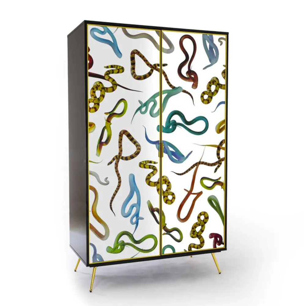 Seletti Wardrobe with mirrored doors Toiletpaper Snakes