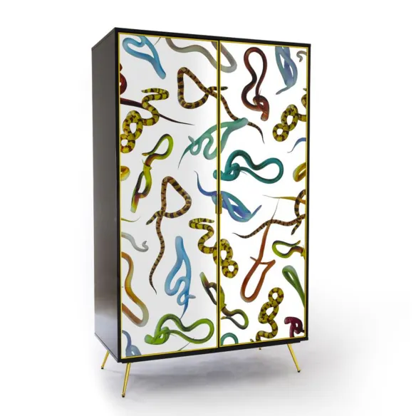 Seletti Armoire avec portes miroirs Toiletpaper Snakes