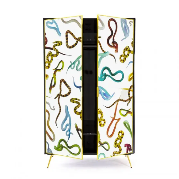 Seletti Armoire avec portes miroirs Toiletpaper Snakes
